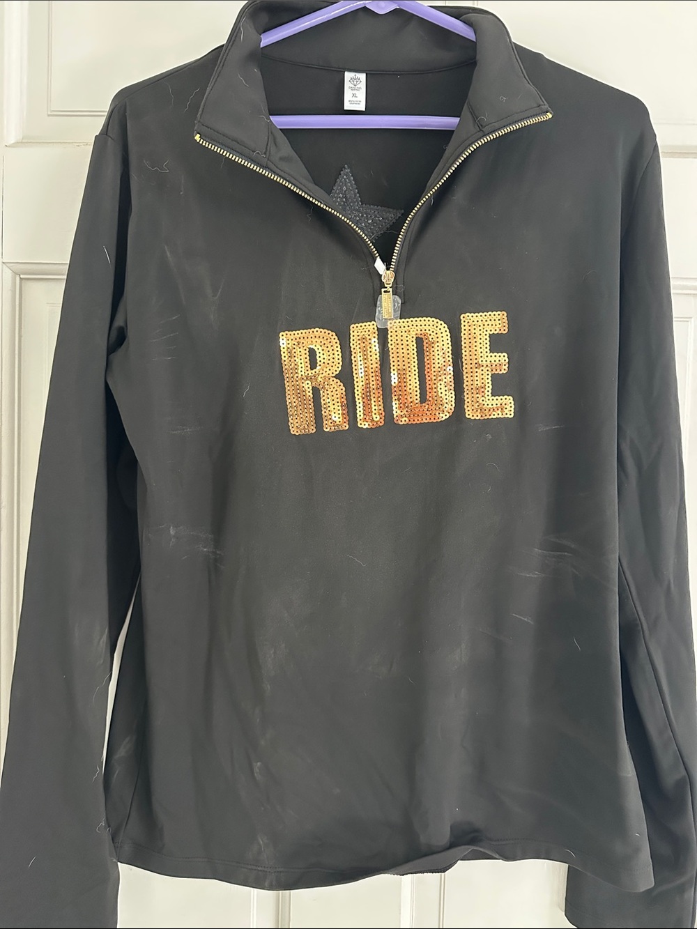 RIDE Sequin Logo Half-Zip Hoodie - Black